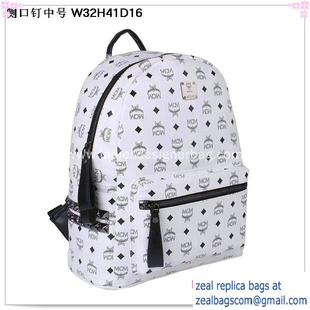 High Quality Replica MCM Medium Stark Backpack MC2446 White - Click Image to Close